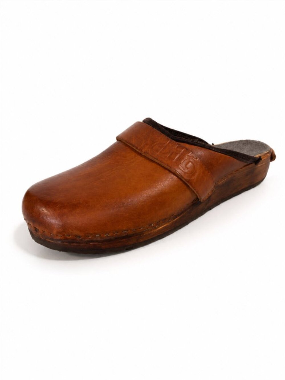 Bele Brown Leather Mule Clogs Slip-On Scandinavian Comfort Shoes 38